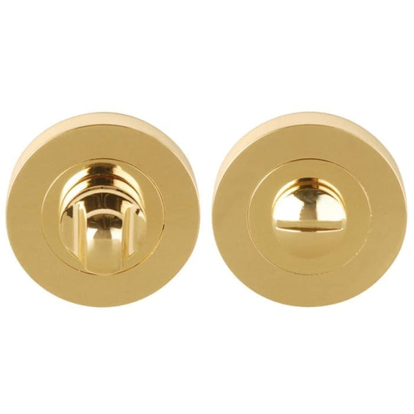 Bathroom Thumb Turn & Release Set - Polished Electric Brass