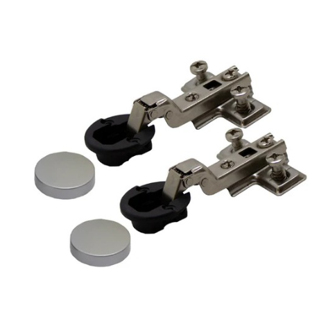 Half Overlay Mini Glass Door Hinge - Silver Cover -18mm Side