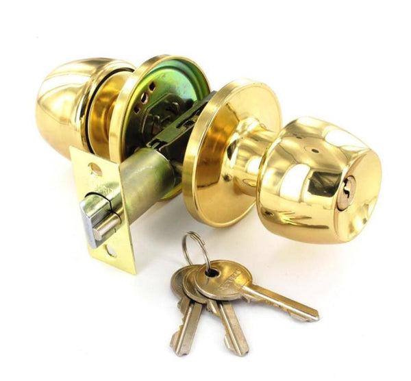Securit Entrance Door Knob set - Lock - Brass. | Eurofit Direct