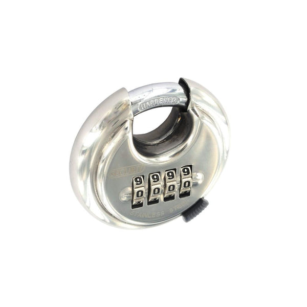 Discus Combination Padlock with Reset - Nickel Plated