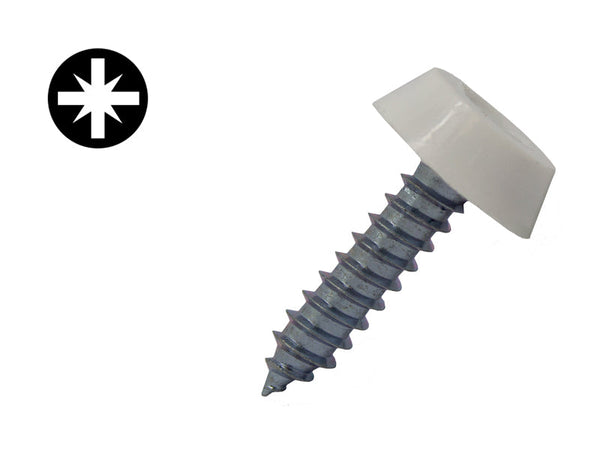 Number Plate Self Tapping Screws 19mm x 4.8mm - White
