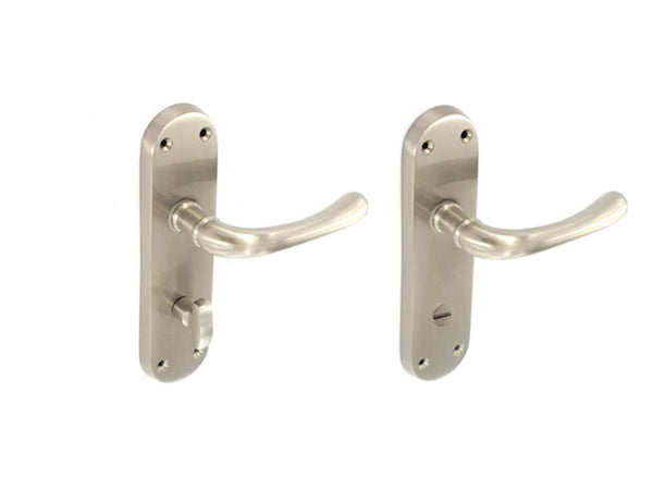Securit Lever Latch Bathroom Door Handle With Backplate - Brushed Nickel Plated | Eurofit Direct