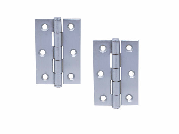 Button Tip Butt Hinge H75 x W50 x T2mm Satin Chrome Plated Steel