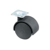 Hooded Twin Wheel Un-Braked 45kg Castor H=63 WD=50mm Plate