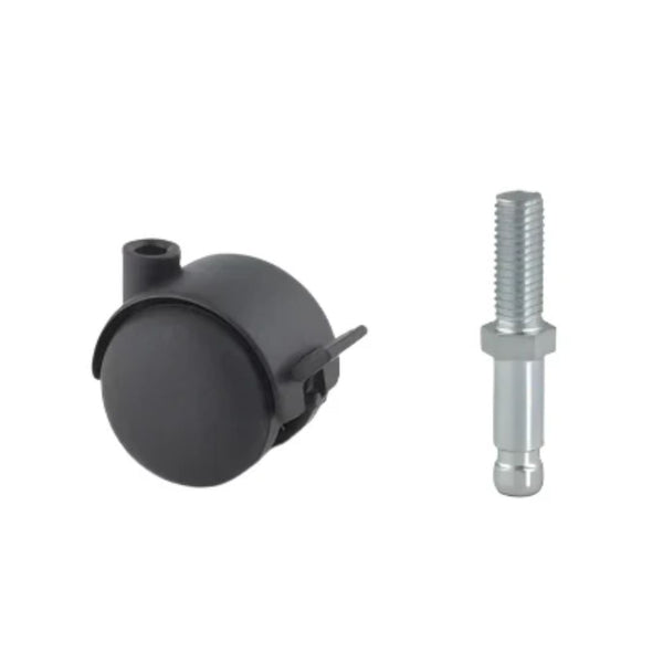 Hooded Twin Wheel 35kg Stem Fitting Castor - Braked