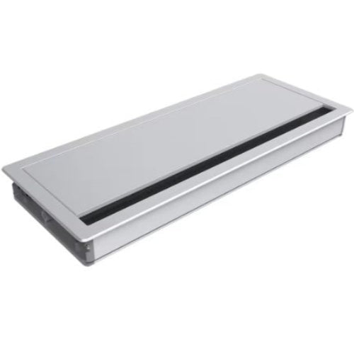 Desk Cable Tidy Grommet Hinged Flap - L120 x W240 x D25mm - Silver