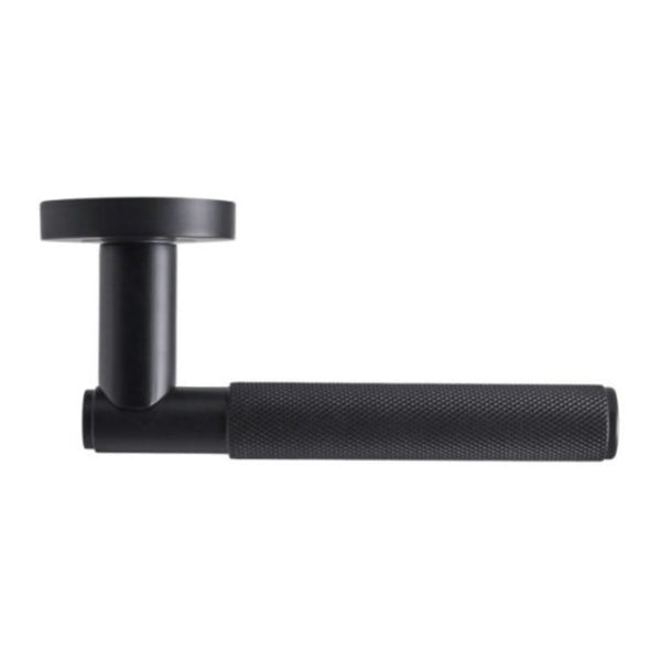Knurled Lever on Rose Passage Handle 139mm Matt Black