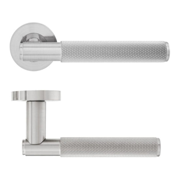 Knurled Lever on Rose Handle - Satin Nickel
