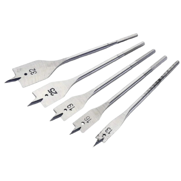 Flat Wood Drill Bit Set - 5 Piece Set, Ranging from 13-32MM