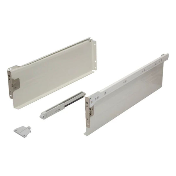 Metal Drawer Side Pack 350mm - 25kg - 75% Extension - White - Soft Close Damper Included