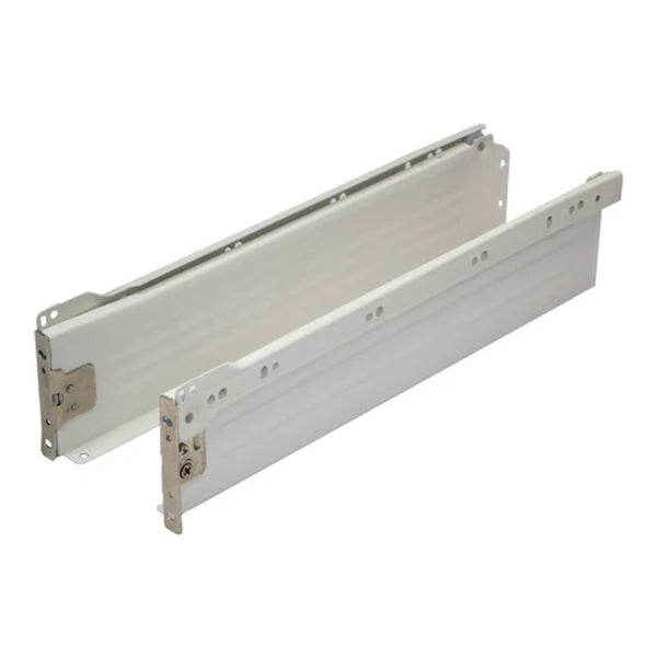 Metal Drawer Side Pack 85mm x 350mm - 25kg - 75% Extension - White