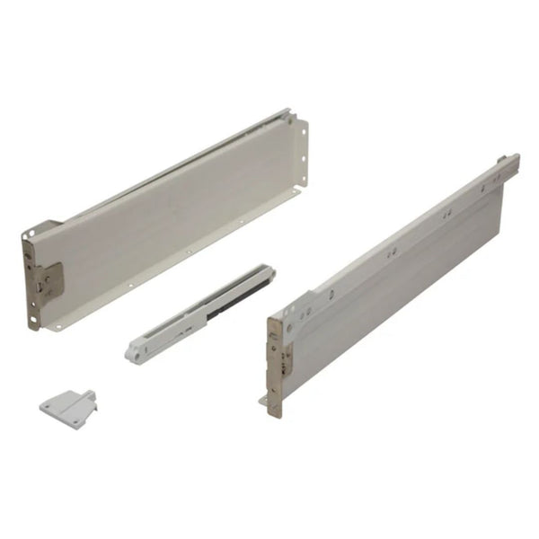 Metal Drawer Side Pack 400mm - 25kg - 75% Extension - White - Soft Close Damper Included