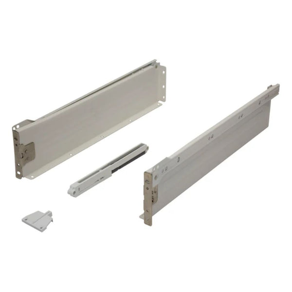 Metal Drawer Side Pack 450mm - 25kg - 75% Extension - White - Soft Close Damper Included