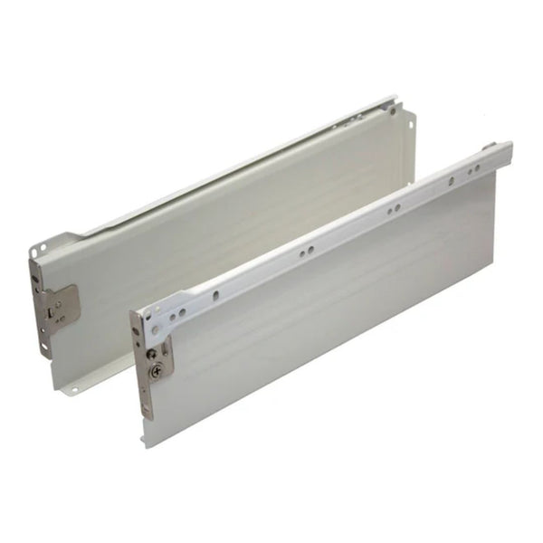 Metal Drawer Side Pack 118mm x 400mm - 25kg - 75% Extension - White