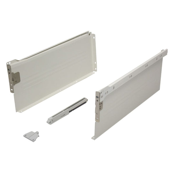 Metal Drawer Side Pack 400mm - 25kg - 75% Extension - White - Soft Close Damper Included