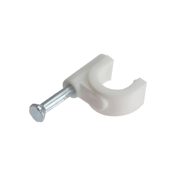 Round Cable 11mm Clips Plastic - White - Eurofit Direct