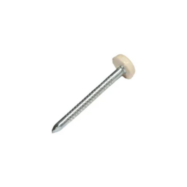 25mm x 2mm Light Beige Capped Eurofit Poly Top Pin - Zinc Plated