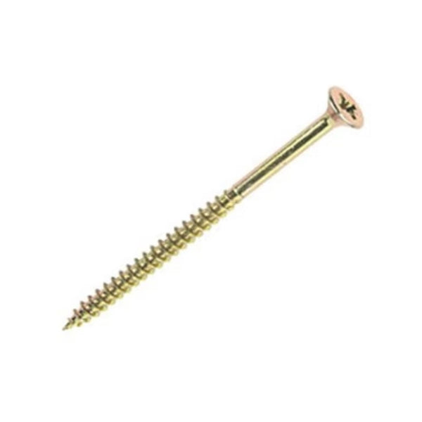 10g x 4" (5 x 100mm) Countersunk Pozi Chipboard Screws - Yellow Zinc