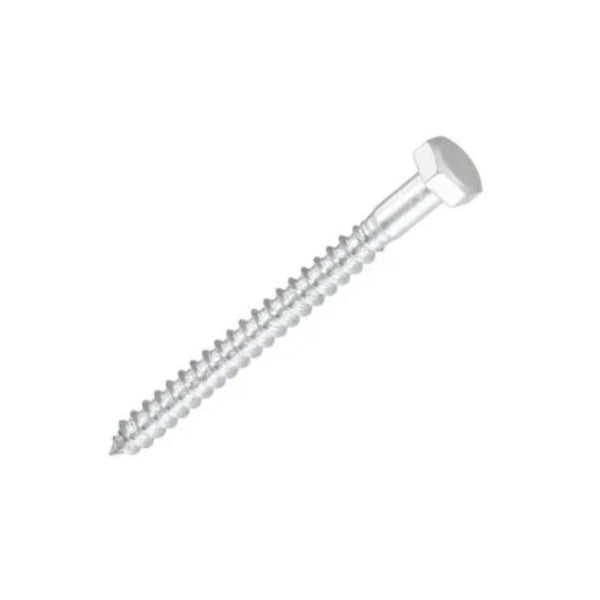 M6 x 75mm Hexagon Coach Screws, Mild Steel DIN571  - Zinc