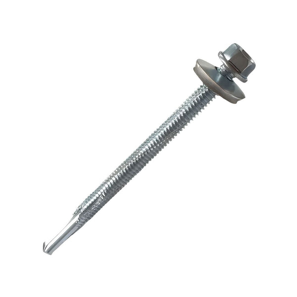 Self Drilling Indented Hex Washer Screws 5.5 x 80mm - Zinc