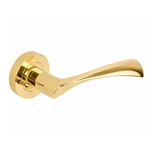 Flex Lever On Round Screw Rose Door Handle 126mm Polished Brass
