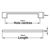Slimline Bar D Handle 189mm Length - Brushed Nickel