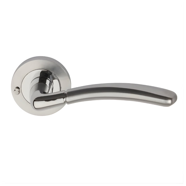 Door Privacy Curved Lever Handle 126mm Satin Chrome