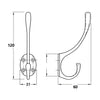 Hat and Coat 120mm Hook - Polished Chrome