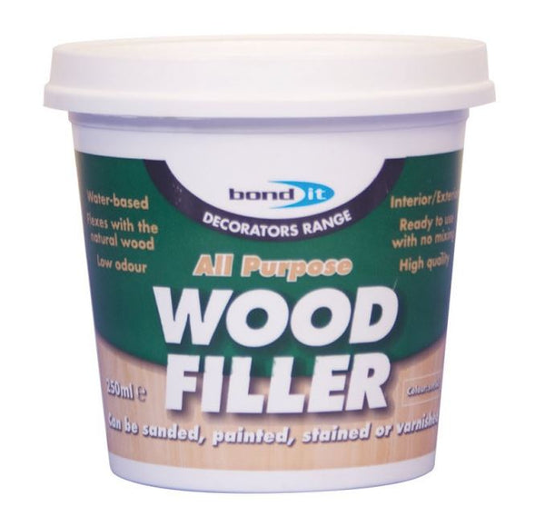 Bond It 1 Part Wood Filler 250ml Tub Light Oak