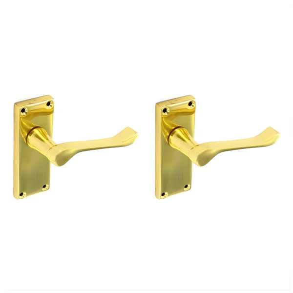 Victorian Scroll Latch Handles With Backplate 105mm Polished Brass