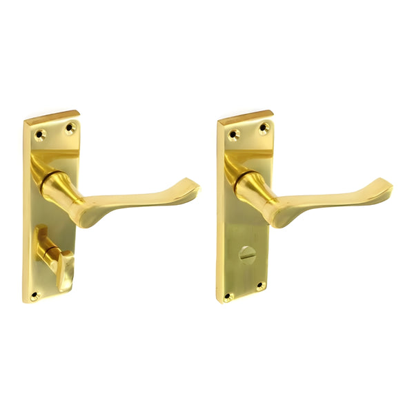 Victorian Scroll Lever Bathroom Handles With Backplate 150mm Brass