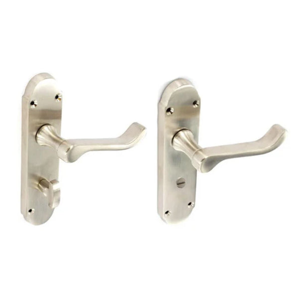 Securit Scroll Lever Lock Handle With Shaped Backplate - B/Nickel Plated