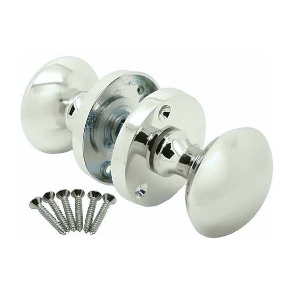 Victorian Internal Round Door Knob 60mm Mortice - Chrome Plated - Eurofit Direct