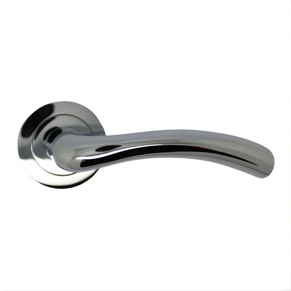 Lever Handle With Rose 144mm Polished Chrome - Eurofit Direct