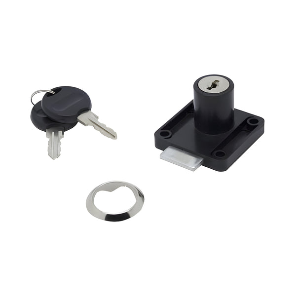 Plastic Black 22mm Barrel Drawer Lock and Keys Set