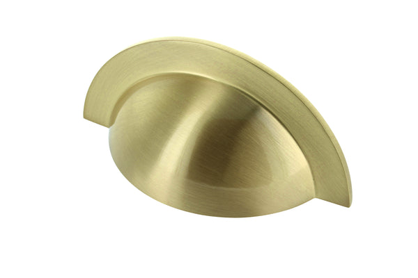 Brass Cup Handle Brushed Satin (Hole Centres 64mm)
