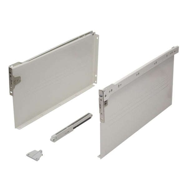 Metal Drawer Side Pack 400mm - 25kg - 75% Extension - White - Soft Close Damper Included