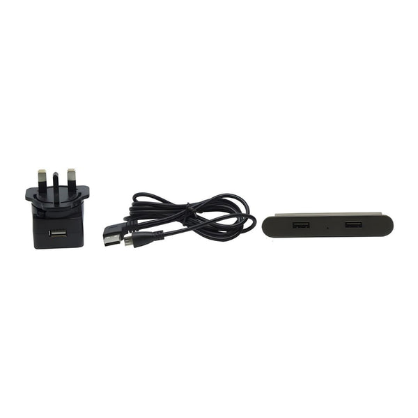 Desktop 5V / 2A USB 80mm Desk Charger - Black - Eurofit Direct