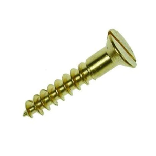 6g x 3/4" (3.5 x 20mm) Round Head Slotted Wood Screws - Brass