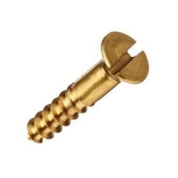 8g x 1" (4.2 x 25mm) Slotted Countersunk Wood Screws - Brass