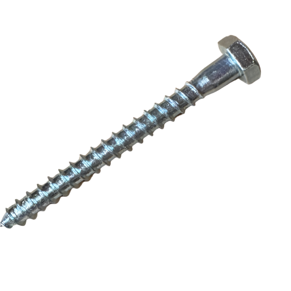 M10 x 100mm Hexagon Coach Screws, Mild Steel DIN571 - Zinc