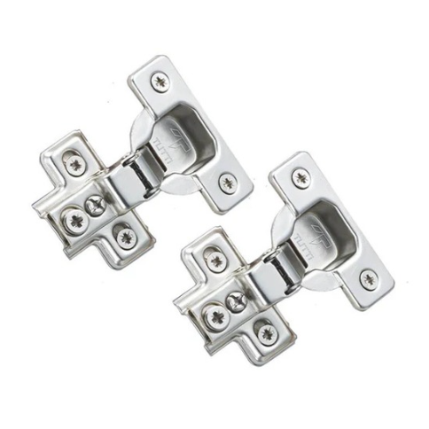 Face Frame Concealed Cabinet Hinge - 1/2" Overlay, 100 Degree Opening, No Dowel, Nickel Finish, 2-Pack