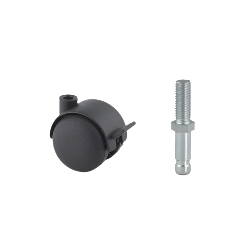 Hooded Twin Wheel 35kg Stem Fitting Castor - Braked