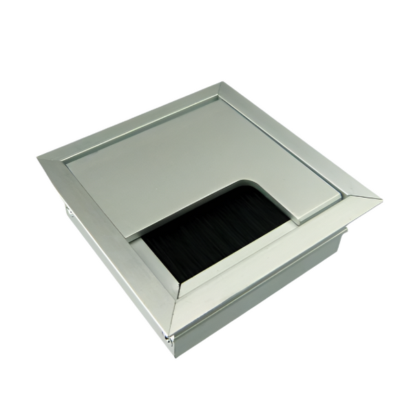 Desk Cable Tidy Grommet Hinged Flap - L80 x W80 x D28mm - Alloy