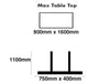 Mega Brushed Stainless Steel 400 x 1100mm Base & Column