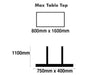 Mega 400 x 1100mm Brushed Stainless Steel Base & Black Column