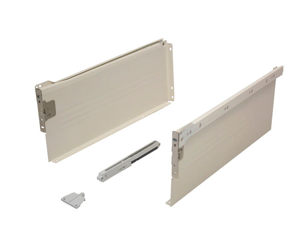 Metal Drawer Side Pack 25kg H150mm x L450mm Ext 75% Cream Complete With Soft Close Damper