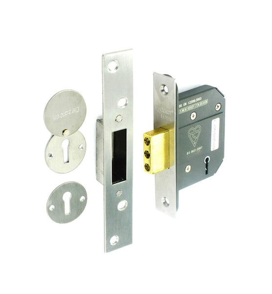 Securit 5 Lever Mortice Dead Lock - Nickel Plated