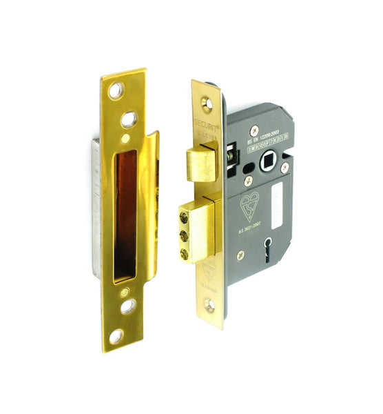 Securit 5 Lever Mortice Sash Lock - Brass