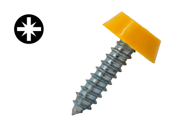 Number Plate Self Tapping Screws 19mm x 4.8mm - Pack of 100 - Hornet Yellow